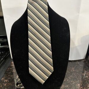 Platinum Designs Mens Silk Handmade Tan Olive Brown Stripe Necktie Designer